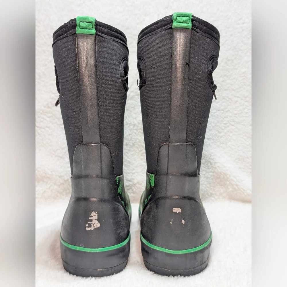Bogs Kids Sz 13 Classic II Handle 4H Neoprene Rain Snow Boots Clover Black Green